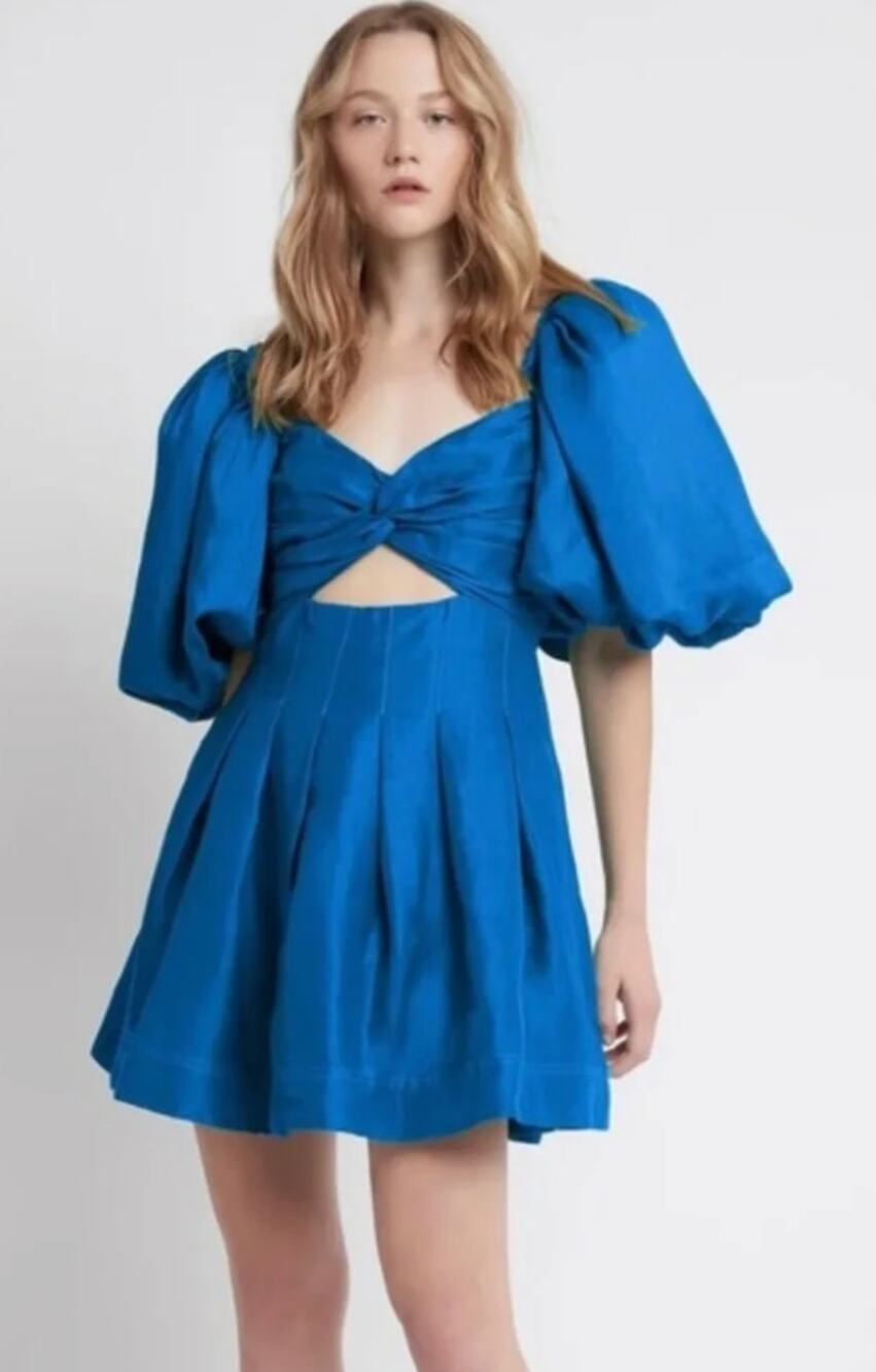 Aje Dress 4 Aje Dusk Twist Front Linen Blend Mini Dres Party Chic Luxury Chic